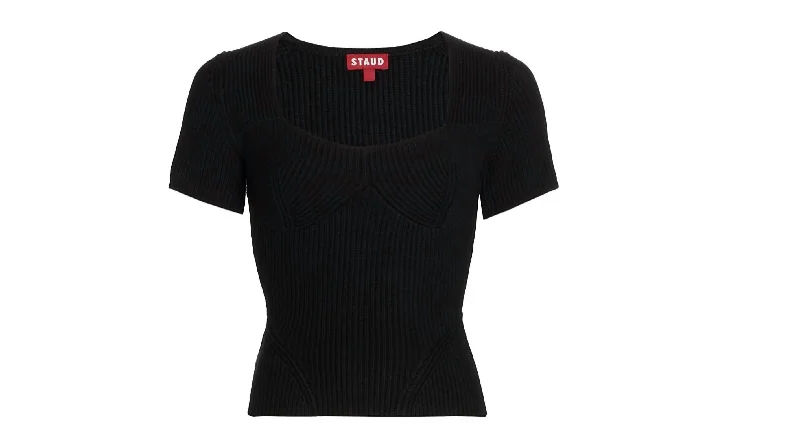 Affordable Online Boutiques Buxton Bustier Style Rib Knit Top In Black