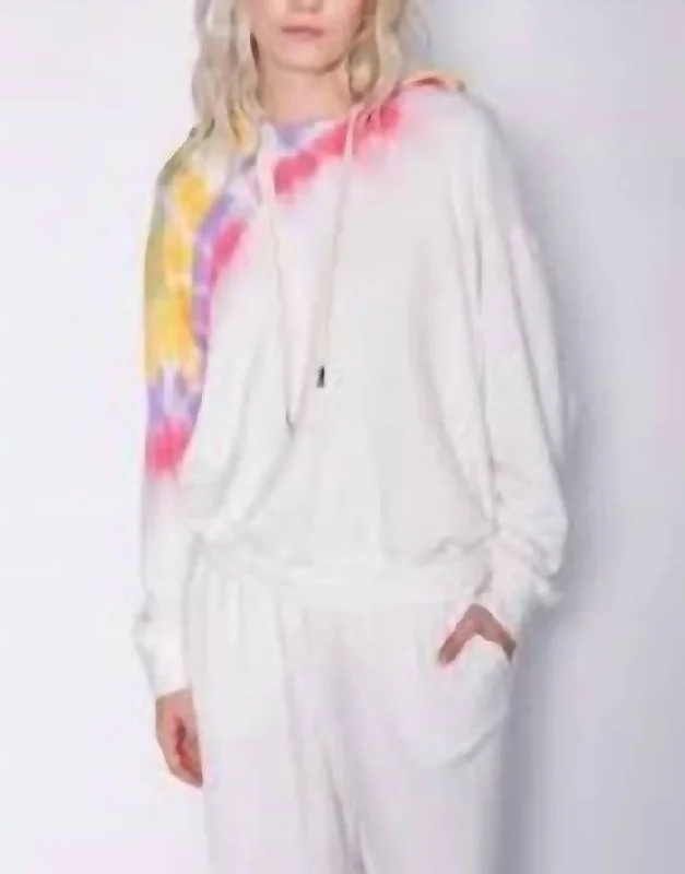 Versatile Outfits Rainbow Tie Dye Fleece Hoodie