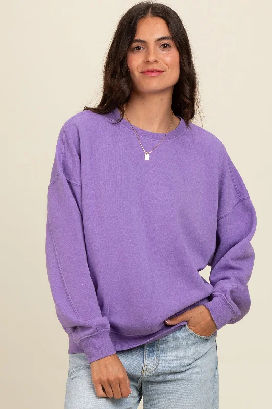 Women's Street Style Casual Wear Lavender Heather Crewneck Sweatshirt