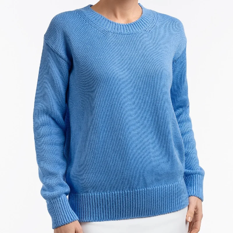 Modern Women's Outfit Oversized Round Neck Pullover in French Blue