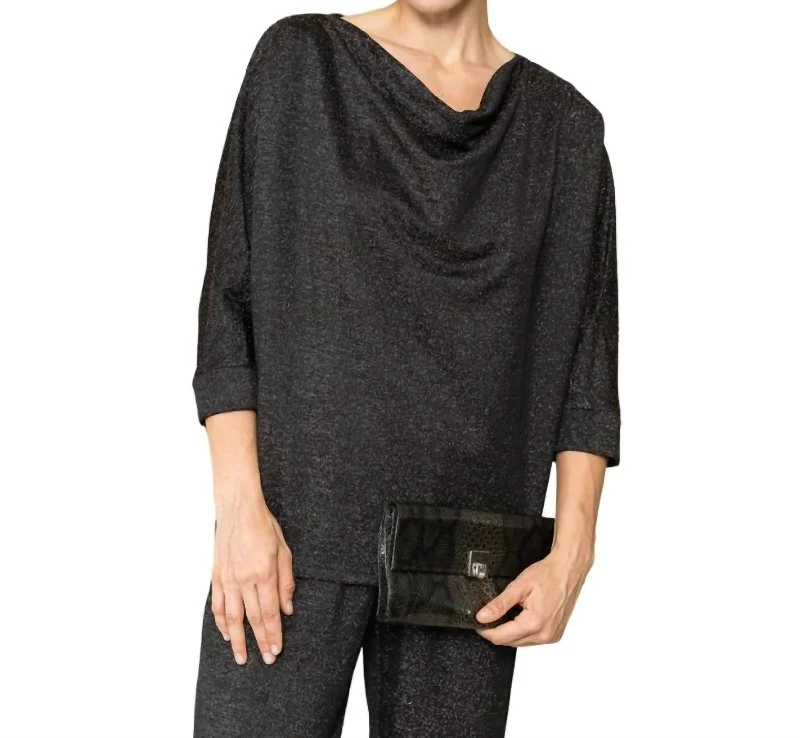 Urban Femme Streetwear Kimberly Sparkling Stretch Knit Top In Black