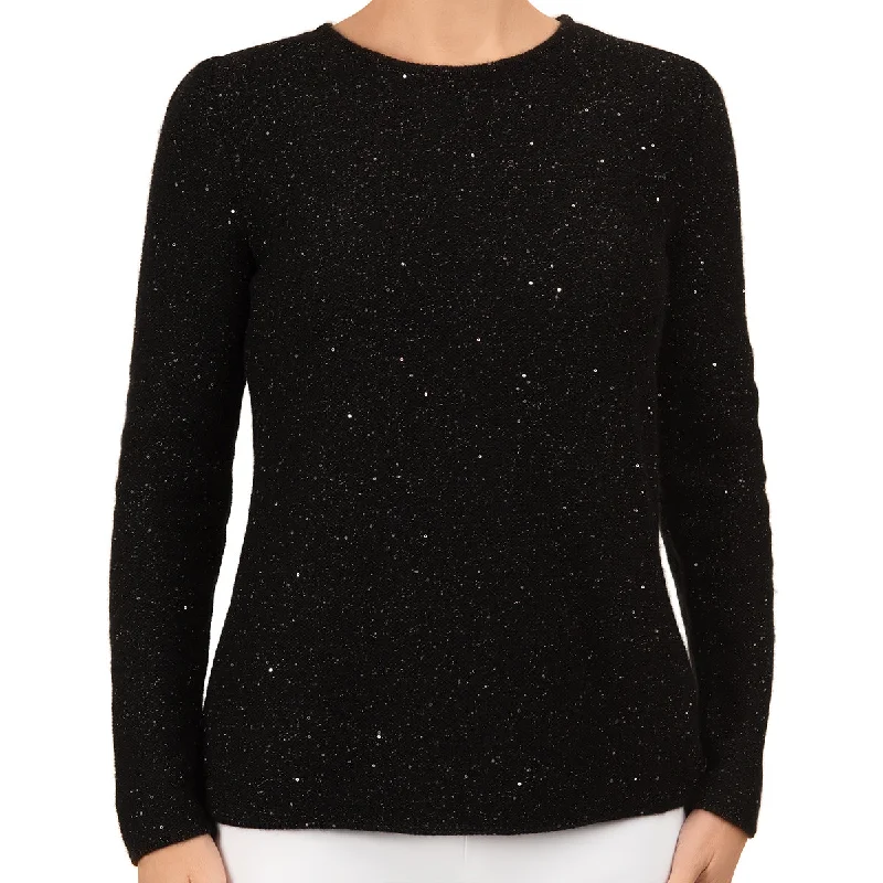 Workwear Fashion for Women Sequin Cashmere & Wool Pullover in Black