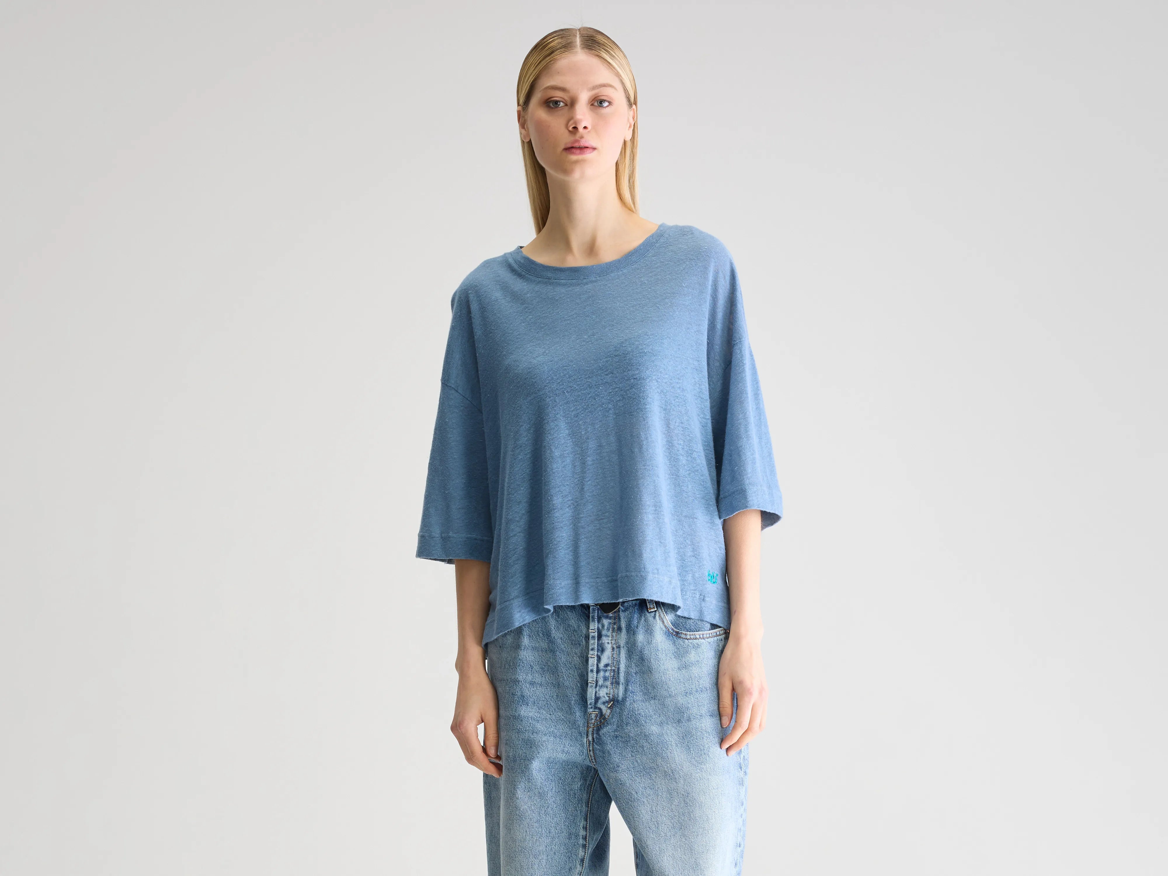 Women's Evening Wear Outfit Vydel short-sleeve t-shirt (251 / W / DENIM)