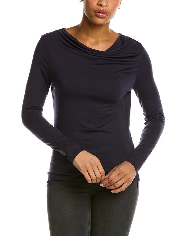 Clothing Store Elie Tahari Wide Boatneck Pleated Knit Top